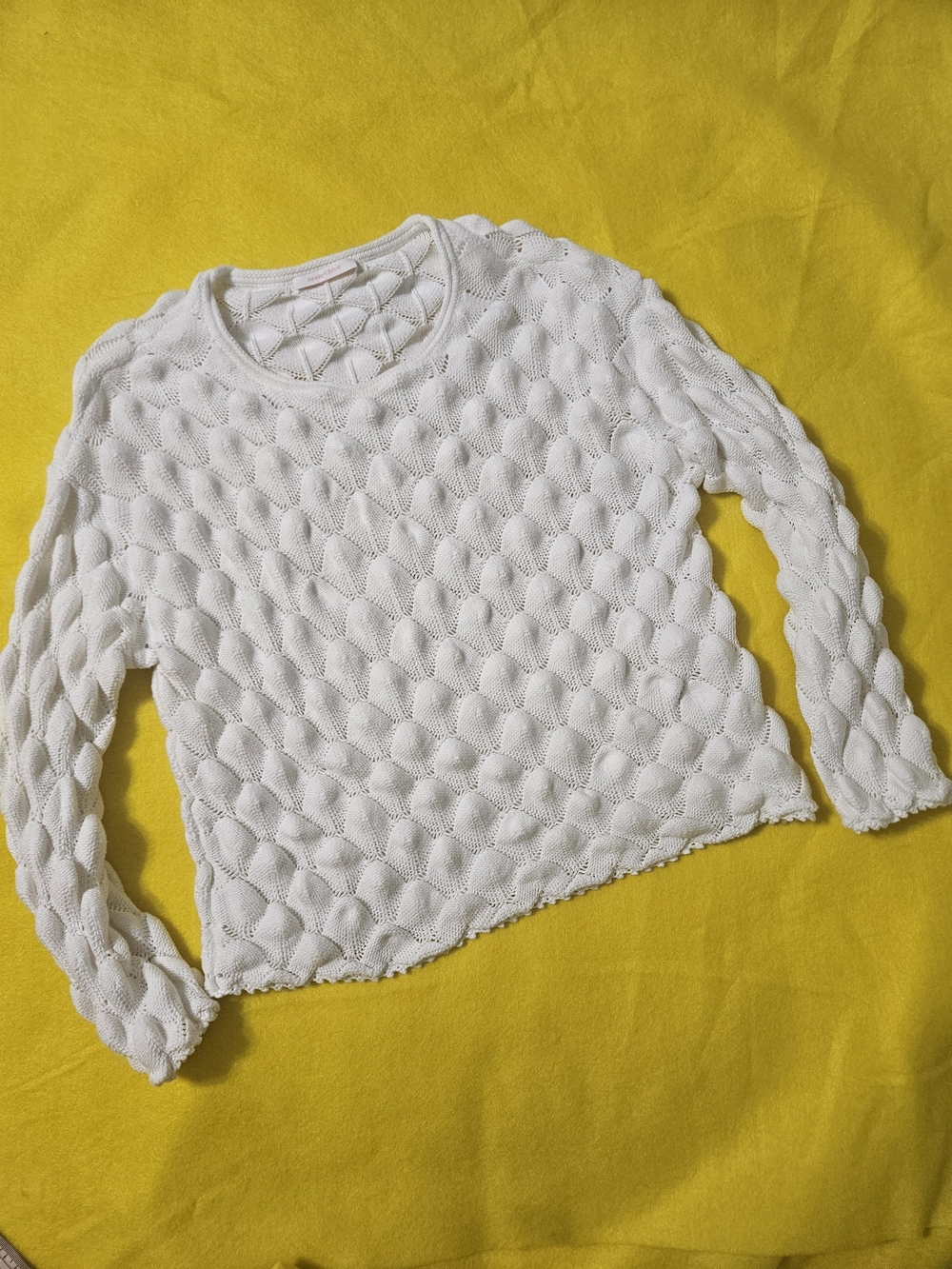 See By Chloe White Textured Crewneck Sweater